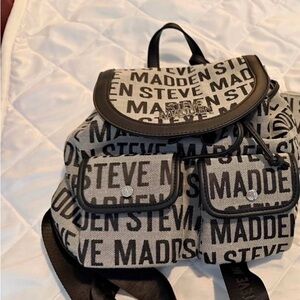 Steve Madden Monochrome Logo Backpack